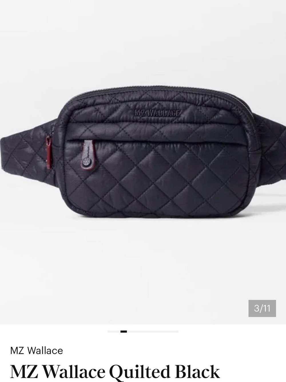 MZ Wallace Quilted metro belt bag black NWT